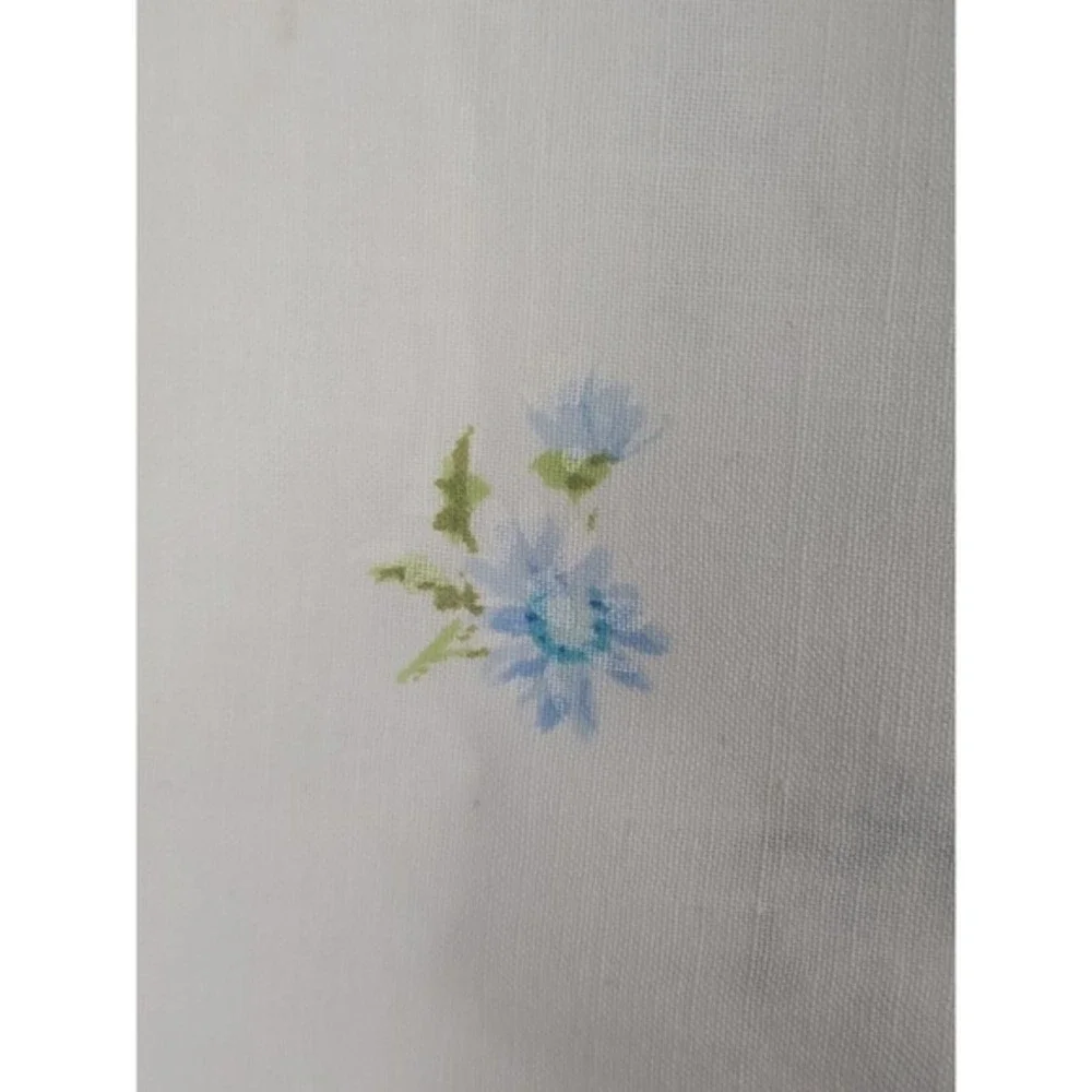 Vintage JC Penney Penn-Press Twin Sheet Aqua Floral 72x104 No Iron‎ Muslin 1970s